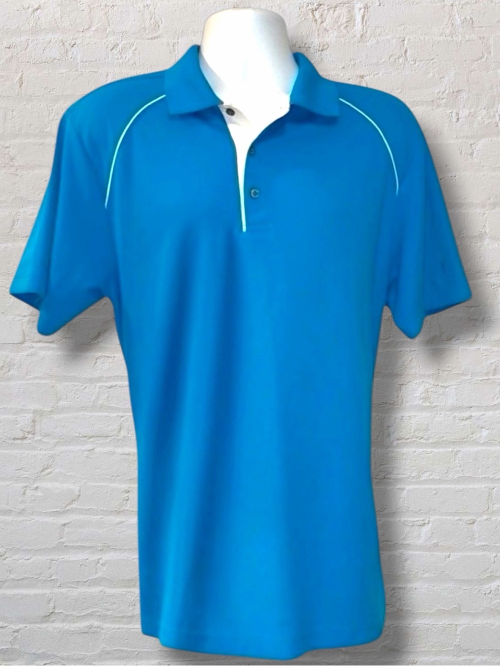 PGA TOUR Men’s Golf Polo Shirt Blue White Trim Size Large